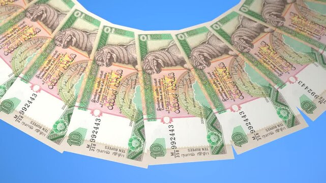 Golden Looping Design of 10 rupees Currency of Sri Lanka