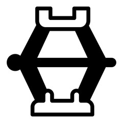 Lift jack solid icon, tires fitting concept. Vector graphics. Foldable jack for changing wheels, car service sign on white background, style mobile or design.