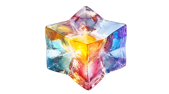 Rainbow Gemstone, 3d marble cube box, Gem Cube , Rainbow Crystal,   Isolated on white background, clipping path included, transparent png