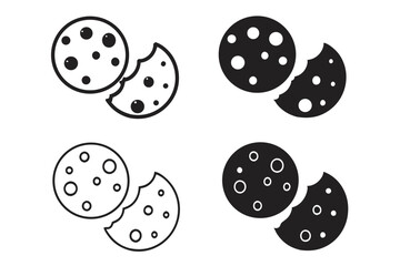 Simple monochrome features cookie icons with different styles and one bite each
