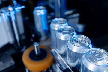 Automated beer can production line in a modern brewery