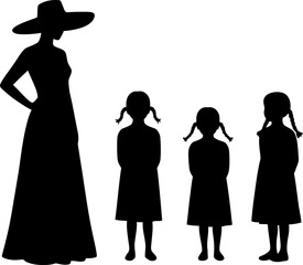Woman and Girls Silhouettes - Mother Daughter Family

