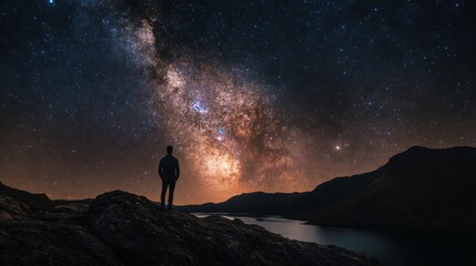 Fototapeta premium Black night sky with lots of stars, cosmic starry sky, minimalist style, photography, masterpiece 