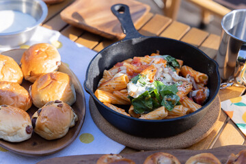 アウトドア　朝食
