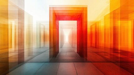 Fototapeta premium Abstract architectural hallway of vibrant hues