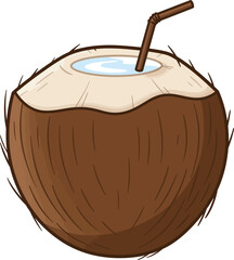 Refreshing Coconut Drink: Tropical Beverage with Straw
