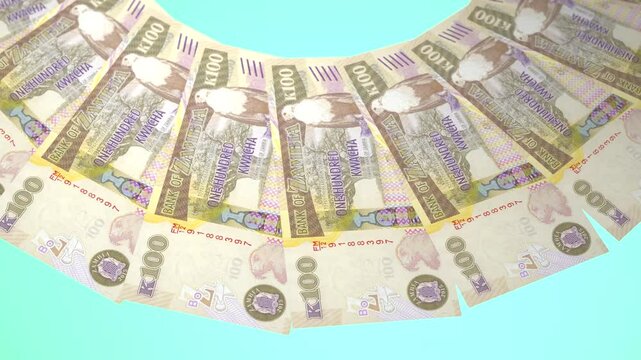 Lustrous Looping Design of 100 kwacha Currency of Zambia