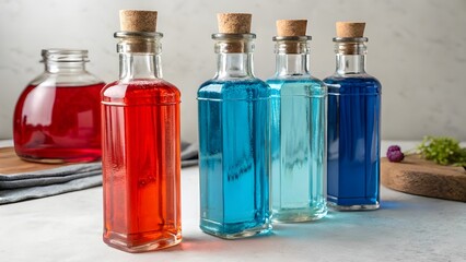 colorful bottles on a white background
