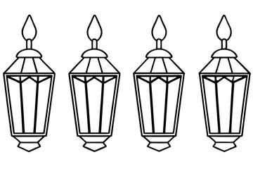 Elegant Christmas Lantern Line Art Vector