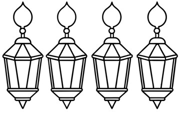 Elegant Christmas Lantern Line Art Vector