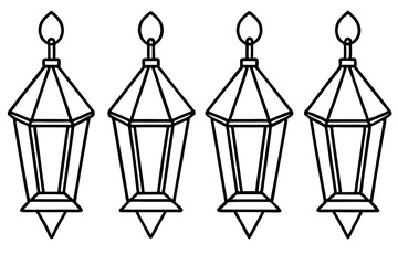 Elegant Christmas Lantern Line Art Vector