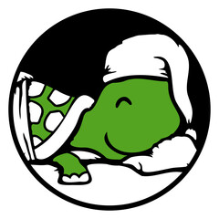 Turtle sleeps tired bed sleepyhead dreaming happy Isolated Vector Graphic Design Illustration
