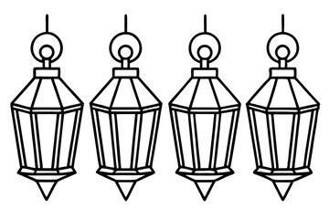 Elegant Christmas Lantern Line Art Vector