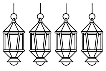 Elegant Christmas Lantern Line Art Vector