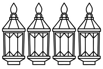 Elegant Christmas Lantern Line Art Vector
