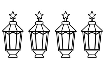 Elegant Christmas Lantern Line Art Vector