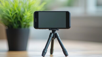 Smartphone on tripod