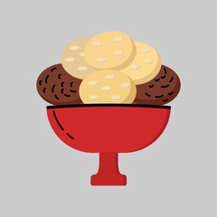 Delicious Cookies and Cream Dessert in a Red Bowl Sweet Treat Illustration