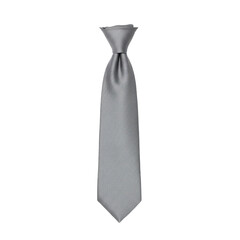 Silver textured necktie knotted and isolated