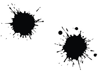 Two isolated blots of black ink create splatters on a clean white canvas