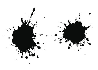 Fototapeta premium Two black ink spots are displayed on a clean white background, creating texture