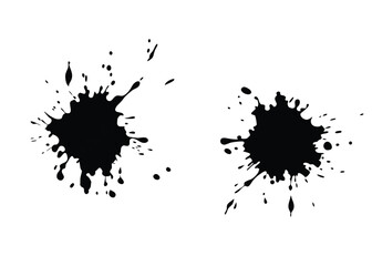 Two symmetrical black ink splashes creatively splattered across the white background