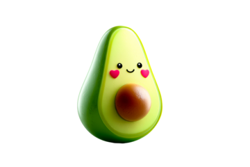 Cute avocado toy with smiley face and heart cheeks