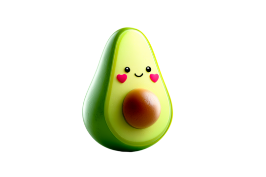 Cute avocado toy with smiley face and heart cheeks