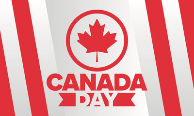 Canada Day. Happy national holiday, celebrated annual in July 1. Canadian flag. Maple leaf. Patriotic symbol and elements. Poster, card, banner and background. Vector illustration