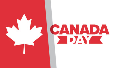 Canada Day. Happy national holiday, celebrated annual in July 1. Canadian flag. Maple leaf. Patriotic symbol and elements. Poster, card, banner and background. Vector illustration