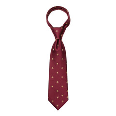 Maroon silk necktie with gold star pattern