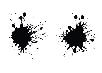 Two bold black ink blots create a striking contrast against a pure white backdrop
