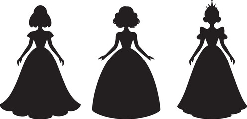princess silhouette, royal girl, fairy tale princess, queen silhouette, fantasy girl, gown silhouette, tiara girl, fairytale lady, dress silhouette, elegant princess, crown silhouette, royal lady, mag © Secret vec