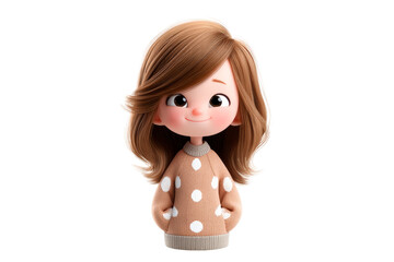 Cute character with brown hair wearing a cozy polka dot sweater