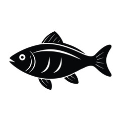 fish, seafood, illustration, Minimalist Fish Silhouette, black and white, monochrome, vector on white background