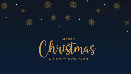 Merry Christmas and Happy New Year  Greeting card or invitation template with golden Christmas text on background.