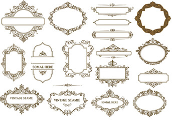 Obraz premium Set of elegant vintage labels and ornate frames.