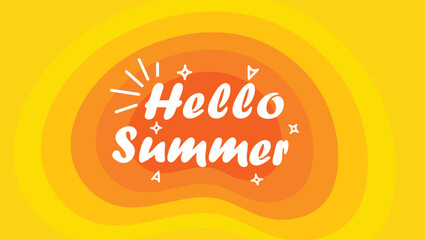 Colorful hello summer text with sunburst effect perfect for summer season designs