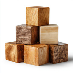 wooden blocks isolated on white background