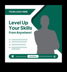 Online Course and Learning Advertisement. Online course social media post design template.