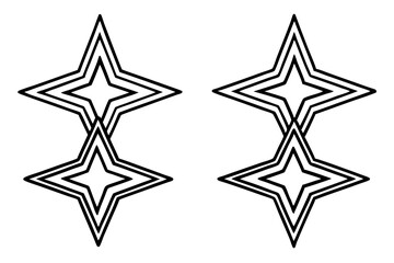 Elegant Star Ornament Line Art Vector Set