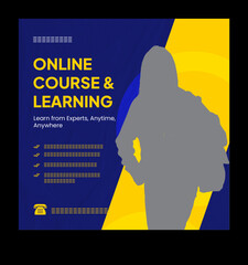 Online Course and Learning Advertisement. Online course social media post design template.