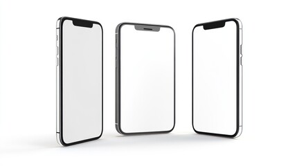 Three smartphones in various angles