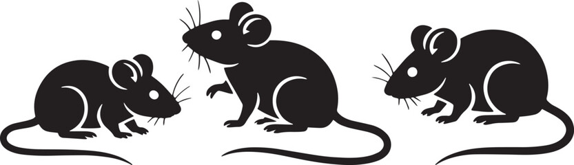 rat silhouette, mouse silhouette, rodent silhouette, small animal, black rat, wildlife rodent, house rat, field rat, rat vector, vermin silhouette, animal icon,