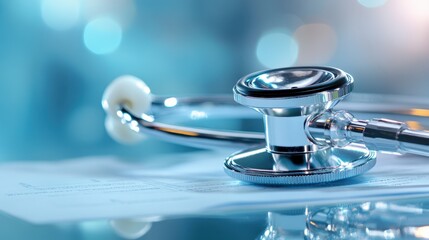 An artistic close-up shot of a stethoscope resting on a stack of patient documents, symbolizing the critical connection between healthcare and personal well-being.
