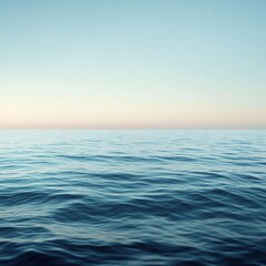 Fototapeta premium Serene Calm Ocean Surface Under Clear Blue Sky at Dusk