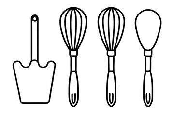 Festive Baking Tools Line Art Vector