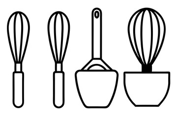 Festive Baking Tools Line Art Vector