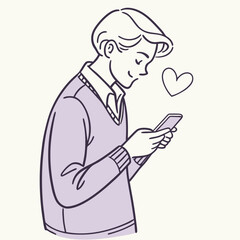 Smiling young person enjoys mobile dating apps and online love connection experiences