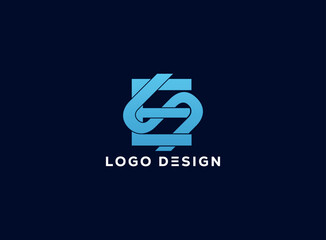 Stylized ES monogram logo with interwoven ribbon design in gradient blue on dark background, ideal for tech branding, digital identity, or modern creative businesses